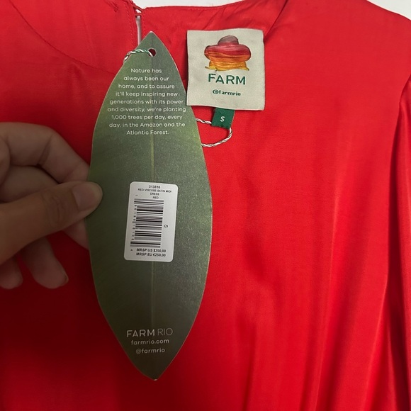 FARM Rio Red Viscose Satin Cutout Dress - Picture 5 of 5